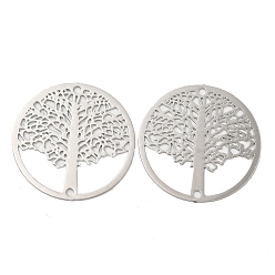 Platinum Rack Plating Brass Connector Charms, Etched Metal Embellishments, Long-Lasting Plated, Tree of Life Links, Platinum, 20x0.3mm, Hole: 1.2mm