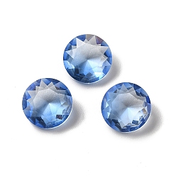 Light Sapphire Faceted K9 Glass Rhinestone Cabochons, Pointed Back, Flat Round, Light Sapphire, 8x4mm