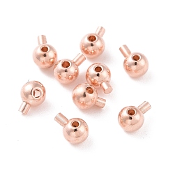 Rose Gold 925 Sterling Silver Stopper Beads, Round, Rose Gold, 4x3mm, Hole: 0.8mm, Pin: 1mm