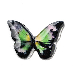 Colorido Cabujones de resina epoxi transparente, con polvo del brillo, mariposa, colorido, 17x24x1 mm