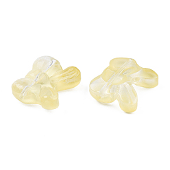 Champagne Yellow Transparent Spray Painted Glass Beads, Bowknot, Champagne Yellow, 14x16x6mm, Hole: 1mm