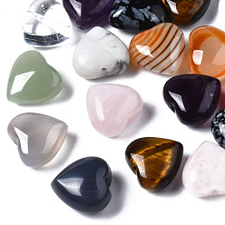 Смешанные камни Бусины из натурального смешанного камня, сердце, 14.5x15x8~9 мм, отверстие : 1.2 мм