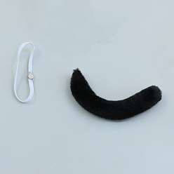 Black Mini Plush Doll Cat Tail, with Magnet, for DIY Moppet Makings Kids Photography Props Decorations Accessories, Black, 120mm