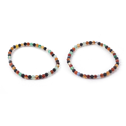 Coloré Perles d'agate de couleur naturelle bracelets extensibles, colorées, 2-1/4 pouce (5.7 cm)