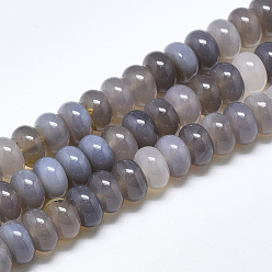Grey Agate Natural Grey Agate Beads Strands, Rondelle, 10x6mm, Hole: 1mm, about 67pcs/strand, 15.3 inch