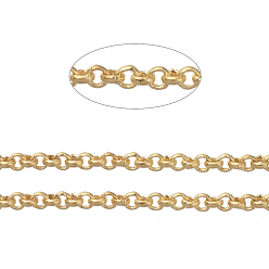 Золотой Латунные цепи Роло, отрыгивающие цепи, пайки, долговечный, с катушкой, без кадмия, без никеля и без свинца, золотые, 1x0.4 мм, около 92 м / рулон