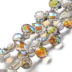 Light Grey Full Rainbow Plated Electroplate Transparent Glass Beads Strands, Faceted, Teardrop, Light Grey, 6x5x5mm, Hole: 0.8mm, about 108pcs/strand, 16.14''(41cm)