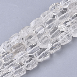 Cristal de cuarzo De perlas de cristal de cuarzo natural hebras, cuentas de cristal de roca, Rectángulo, 12~13x7~9x7~9 mm, agujero: 0.8 mm, sobre 33~35 unidades / cadena, 15.75 pulgada (40 cm)