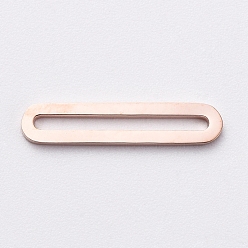 Rose Gold Vacuum Plating 304 Stainless Steel Linking Rings for Jewelry Making, Manual Polishing, Rectangle, Rose Gold, 3x13x1mm, Inner Diameter: 1x11mm