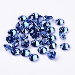 Sapphire Diamond Shape Glass Rhinestone Cabochons, Pointed Back, Sapphire, 6x4mm, about 100pcs/bag