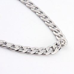 Stainless Steel Color 201 Stainless Steel Curb Chains  Necklaces, with Lobster Claw Clasps, Stainless Steel Color, 23.6 inch(60cm), 3mm