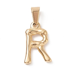 Letter R 304 Stainless Steel Pendants, Bamboo Style, Letter, Golden Color, Letter.R, 18.5x12x3mm, Hole: 3x7mm