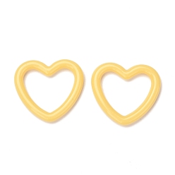 Yellow Opaque Acrylic Linking Rings, Heart, Yellow, 27x30x3.5mm, Inner Diameter: 21x21.5mm