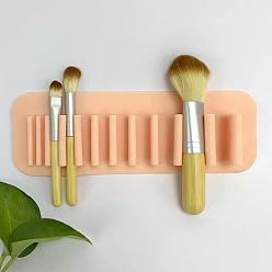 PeachPuff Silicone Wall Mounted Cosmetic Brush Storage Stands, for Makeup Brush Holder, PeachPuff, 0.7x2.05x0.25cm