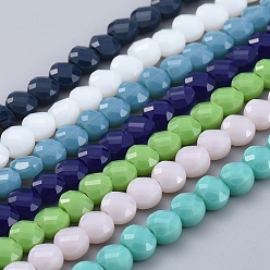 Mixed Color Glass Beads Strands, Faceted, Flat Round, Mixed Color, 6x4mm, Hole: 1.2mm, about 98pcs/Strand, 22 inch(53.5cm)