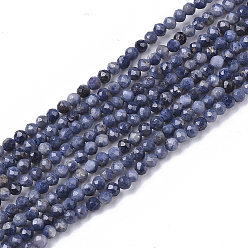 Sapphire Natural Sapphire Beads Strands, Faceted, Round, 2mm, Hole: 0.3mm, about 181pcs/strand, 15.35 inch(39cm)