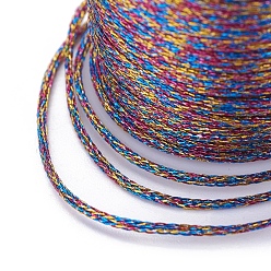 Colorful Polyester Metallic Thread, Colorful, 1mm, about 7.65 yards(7m)/roll