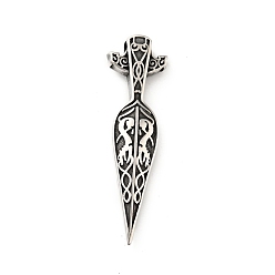 Antique Silver 304 Stainless Steel Pendants, Odin's Spear, Antique Silver, 69x20x9mm, Hole: 5.5mm
