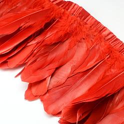 Rouge Oies des accessoires de mode de costumes de plumes chiffon brin, rouge, 100~180x38~62 mm, environ 2 m / sac