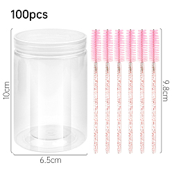 Pearl Pink Nylon Disposable Eyebrow Brush, Mascara Wands, for Extensions Lash Makeup Tools, Pearl Pink, 9.8cm, 100Pcs/box