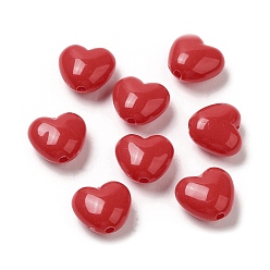 Roja Abalorios de acrílico opacos, corazón, rojo, 9x9.5x5.5 mm, agujero: 1.5 mm, Sobre 1650 unidades / 500 g