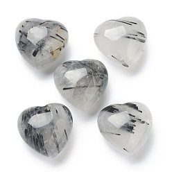 Rutilated Quartz Natural Rutilated Quartz Heart Love Stone, Pocket Palm Stone for Reiki Balancing, 19.5x20x13mm