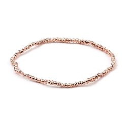 Plaqué D'or Rose Bracelets de perles d'hématite synthétiques non magnétiques, ronde à facettes, rose plaqué or, 0.2 cm, diamètre intérieur: 2-1/8 pouce (5.5 cm)