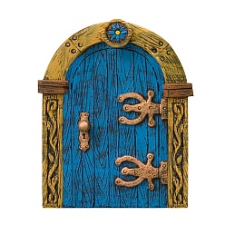 Озёрно--синий Миниатюрная деревянная садовая дверь, для кукольных аксессуаров, притворяющихся опорными украшениями, Плут синий, 100x85 мм