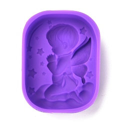 Púrpura Moldes de silicona cupido angel, moldes de grado alimenticio, para decoración de pasteles diy, vela, chocolate, caramelo, jabón, púrpura, 79x60x25.5 mm, diámetro interior: 76x57 mm