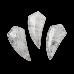 Cristal de cuarzo Colgantes de cristal de cuarzo naturales, colgantes de cristal de roca, encantos de cuerno, 39~40x18~18.5x6.5~8 mm, agujero: 1.2 mm