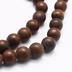 Pétrifié En Bois Naturelles pétrifiés perles de bois brins, ronde, 8mm, Trou: 1mm, Environ 49 pcs/chapelet, 15.7 pouce