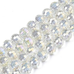 Dentelle Vieille Plaquent verre transparent perles brins, facette, ronde, vieille dentelle, 8x7mm, Trou: 1.6mm, Environ 71 pcs/chapelet, 19.88 pouce (50.5 cm)