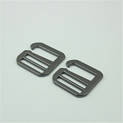 Gunmetal Zinc Alloy Slide Buckle Adjuster, Multi-Purpose Webbing Strap Loops, for Luggage Belt Craft DIY Accessories, Gunmetal, 37x36x3mm