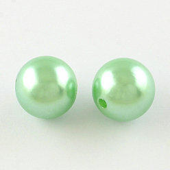 Vert Clair Perles rondes en plastique imitation abs, vert clair, 20mm, trou: 2 mm, environ 120 pcs / 500 g