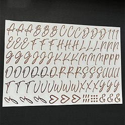 Rose Gold Alphabet Letter A~Z & Heart Metal Stickers, Rose Gold, 15mm, Letter: 0.3~0.9mm