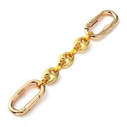 Golden Alloy Coffee Chain Link Purse Strap Extenders, with Spring Gate Rings, Golden, 12.1cm