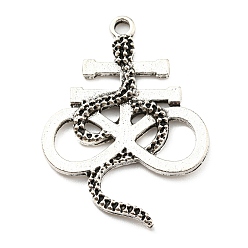 Antique Silver Plated Alloy Pendants, Cross with Snake, Antique Silver, 35x26x3mm, Hole: 2mm