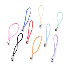 Mixed Color Mobile Phone Strap, Colorful DIY Cell Phone Straps, Nylon Cord Loop with Alloy Ends, Mixed Color, 50~60mm