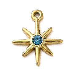 Звезда Подвески из титановой стали, со стразами, золотые, звезда, 19x16x3 мм, отверстие : 1.2 мм