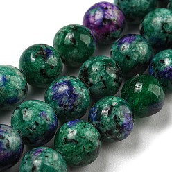 Vert Mer Brins de perles de larvikite naturelles, teint, ronde, vert de mer, 8~8.5mm, Trou: 1mm, Environ 47~49 pcs/chapelet, 14.5 pouces ~ 14.9 pouces (37~38 cm)