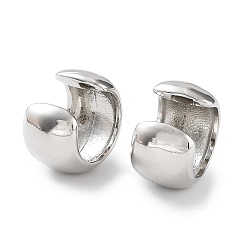 Platinum Brass Plain Cuff Earrings, Non Piercing Earrings, Platinum, 16x11mm