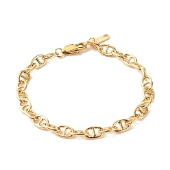 Golden Brass Mariner Links Chain Anklets for Women, Golden, 7-1/2 inch(19.2cm)