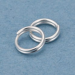Plata 304 anillos partidos de acero inoxidable, anillos de salto de doble bucle, plata, 5x1 mm, diámetro interior: 3.8 mm, alambre simple: 0.5 mm