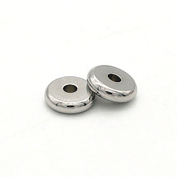 Stainless Steel Color 304 Stainless Steel Beads, Disc/Flat Round, Stainless Steel Color, 6x2mm, Hole: 2mm