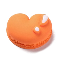 Dark Orange Opaque Resin Enamel Decoden Cabochons, Imitation Food, Heart Shaped Macaron, Dark Orange, 17x21.5x9.5mm