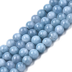 Otro Cuarzo Cuarzo natural, teñido de hilos de perlas redonda, aguamarina imitación, 6 mm, agujero: 1 mm, sobre 59~61 unidades / cadena, 14.37 pulgada