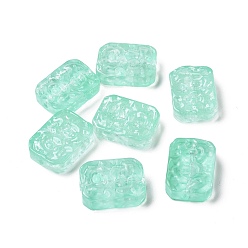 Turquoise Transparent Spray Painted Glass Beads, Rectangle, Turquoise, 18x13x5.5mm, Hole: 1.4mm