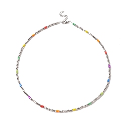 Colorido Collares de cuentas de semillas de vidrio para mujeres, colorido, 18.90 pulgada (48 cm)