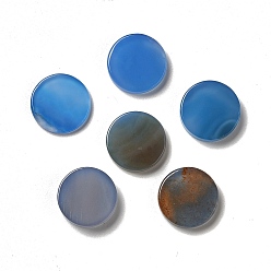 Natural Agate Natural Blue Agate Cabochons, Flat Round, Dyed & Heated, 20x3~5mm