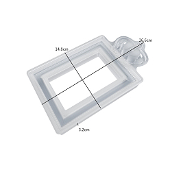 Rectangle Moules de cadre photo en silicone bricolage, moules de résine, pour la résine UV, fabrication de bijoux en résine époxy, rectangle, 266x148x32mm